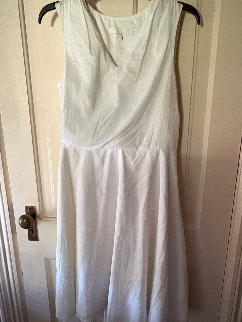 Ann Taylor White Sleeveless Midi Dress with Flared Skirt